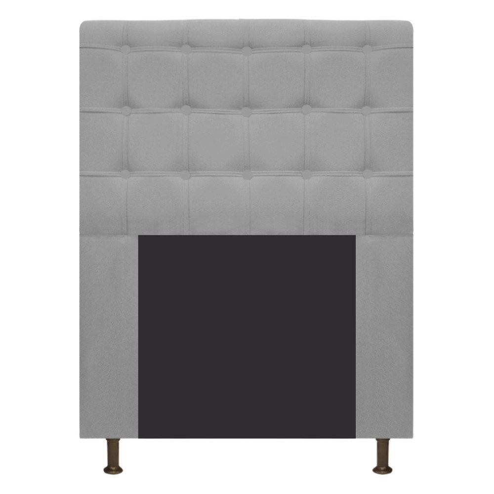 Cabeceira Estofada Dama 90 cm Solteiro Com Botonê  Suede Cinza - Amarena Móveis