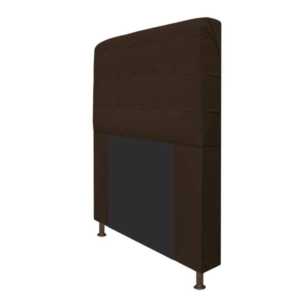 Cabeceira Estofada Dama 90 cm Solteiro Com Botonê  Suede Marrom - Amarena Móveis