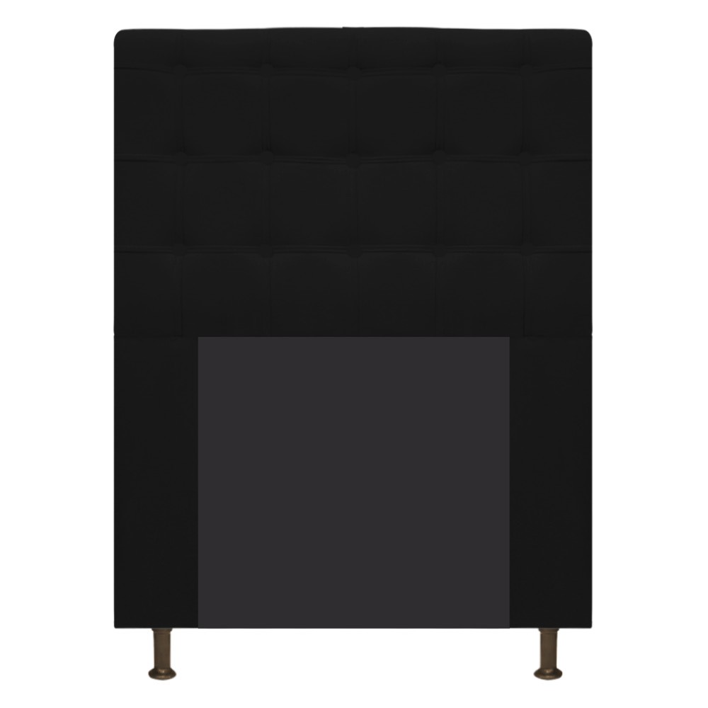 Cabeceira Estofada Dama 90 cm Solteiro Com Botonê  Suede Preto - Amarena Móveis