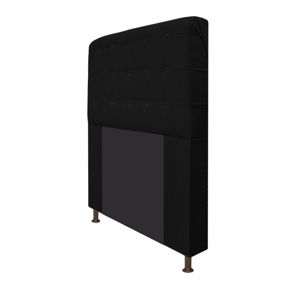Cabeceira Estofada Dama 90 cm Solteiro Com Botonê  Suede Preto - Amarena Móveis