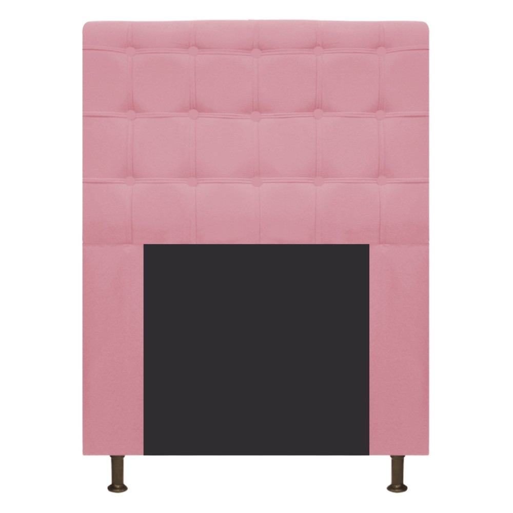 Cabeceira Estofada Dama 90 cm Solteiro Com Botonê  Suede Rosa Bebê - Amarena Móveis