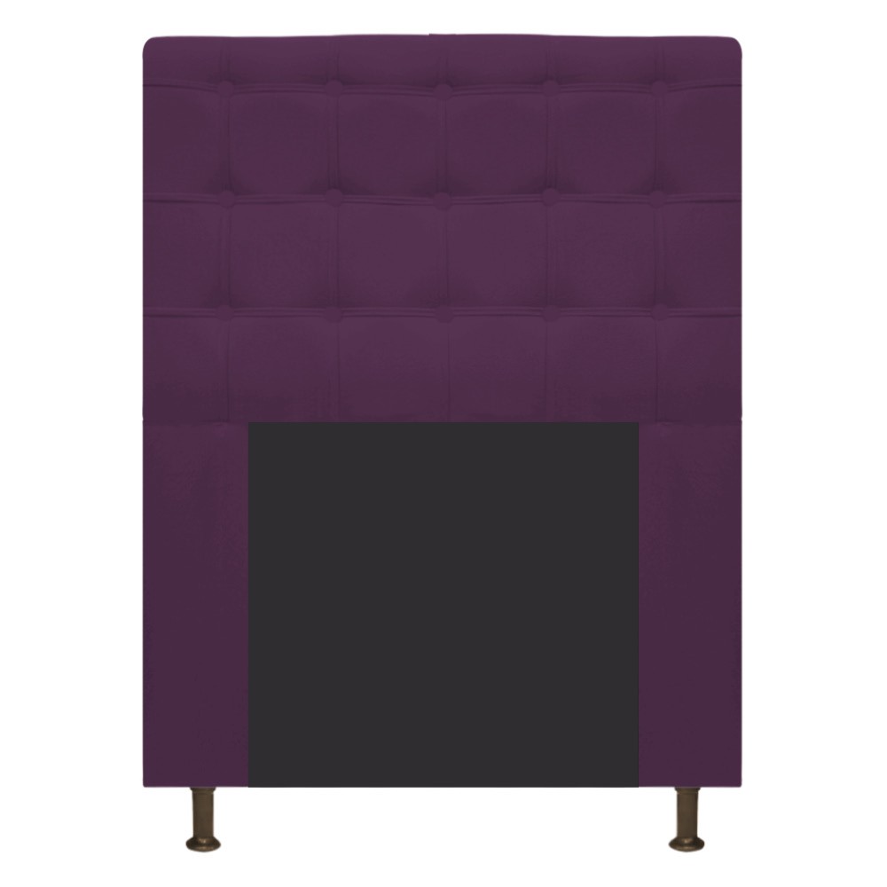 Cabeceira Estofada Dama 90 cm Solteiro Com Botonê  Suede Roxo - Amarena Móveis