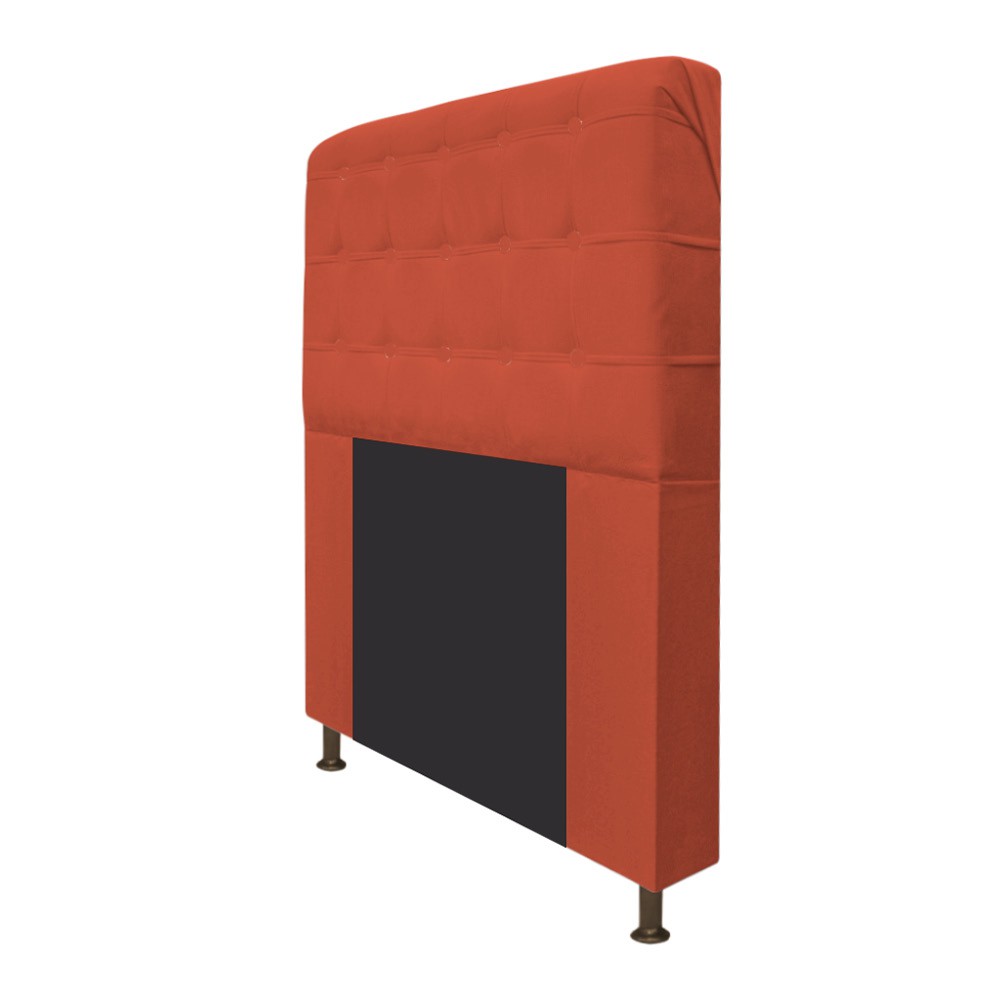 Cabeceira Estofada Dama 90 cm Solteiro Com Botonê  Suede Terracota - Amarena Móveis