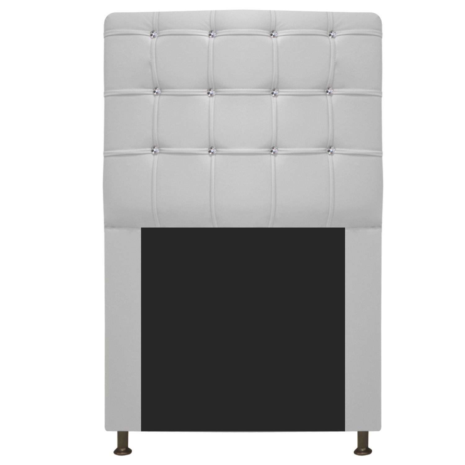 Cabeceira Estofada Dama 90 cm Solteiro Com Strass  Corano Branco - Amarena Móveis