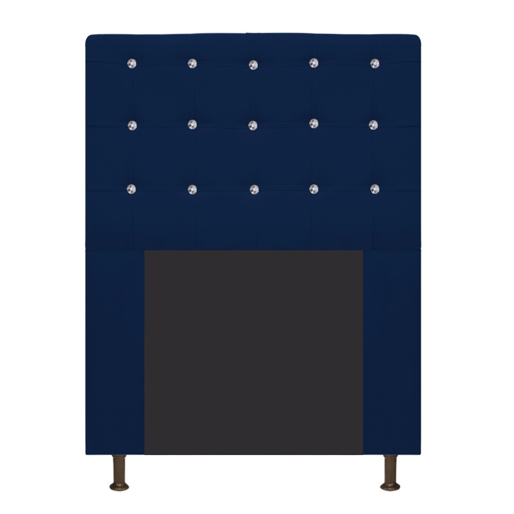 Cabeceira Estofada Dama 90 cm Solteiro Com Strass  Suede Azul Marinho - Amarena Móveis