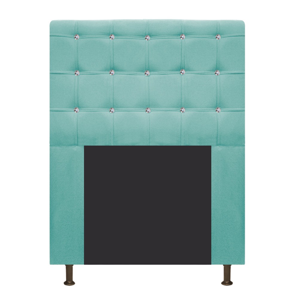 Cabeceira Estofada Dama 90 cm Solteiro Com Strass  Suede Azul Tiffany - Amarena Móveis