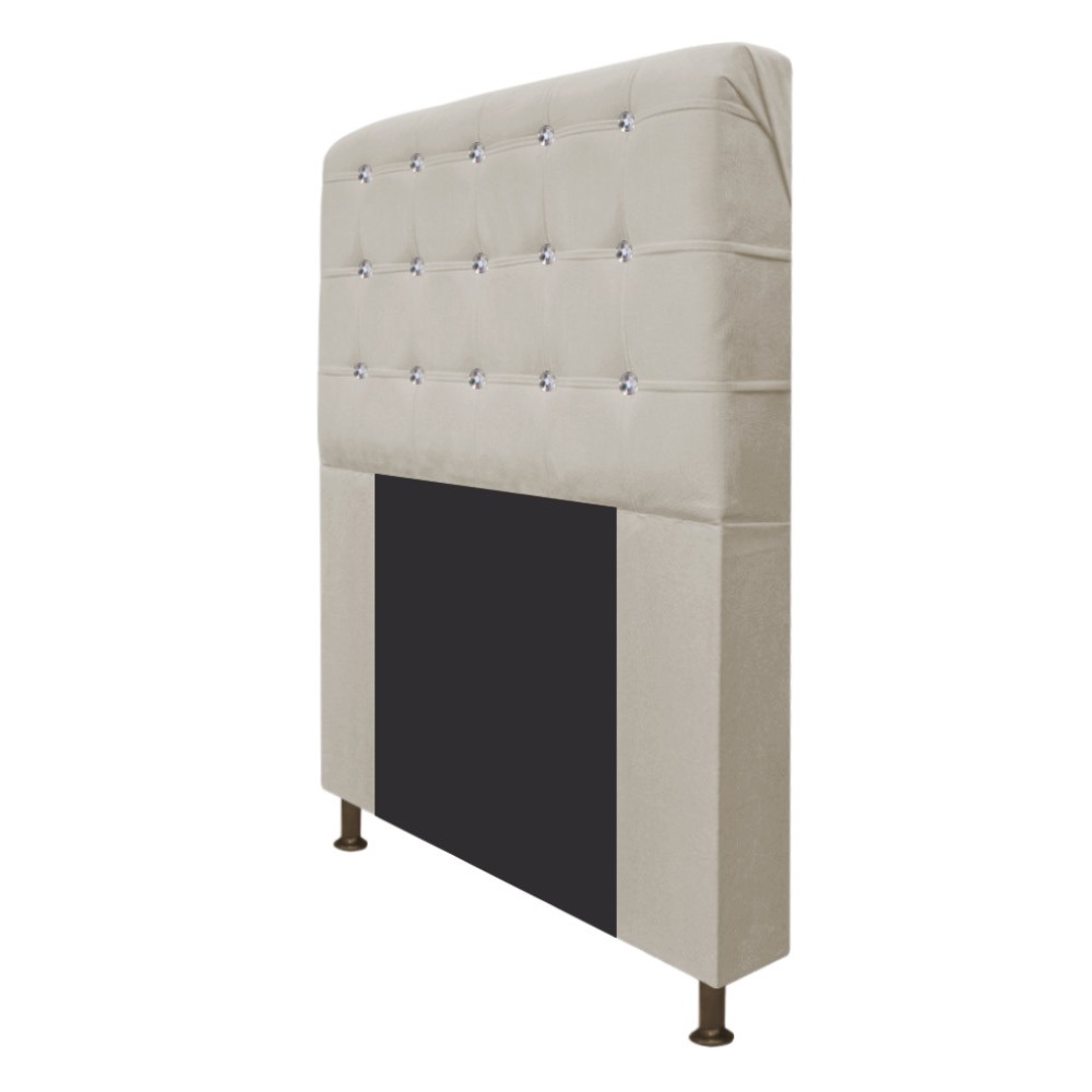 Cabeceira Estofada Dama 90 cm Solteiro Com Strass  Suede Bege - Amarena Móveis