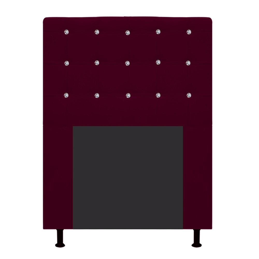 Cabeceira Estofada Dama 90 cm Solteiro Com Strass  Suede Bordô - Amarena Móveis
