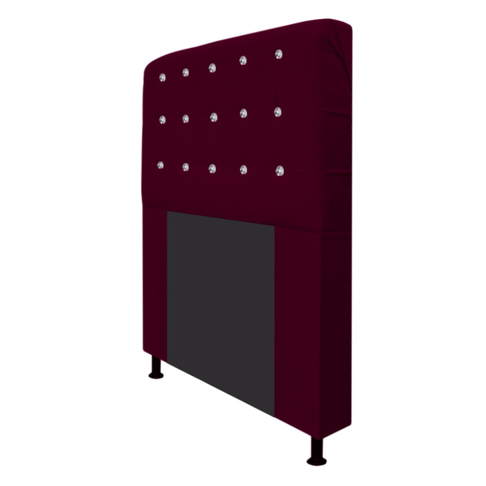Cabeceira Estofada Dama 90 cm Solteiro Com Strass  Suede Bordô - Amarena Móveis
