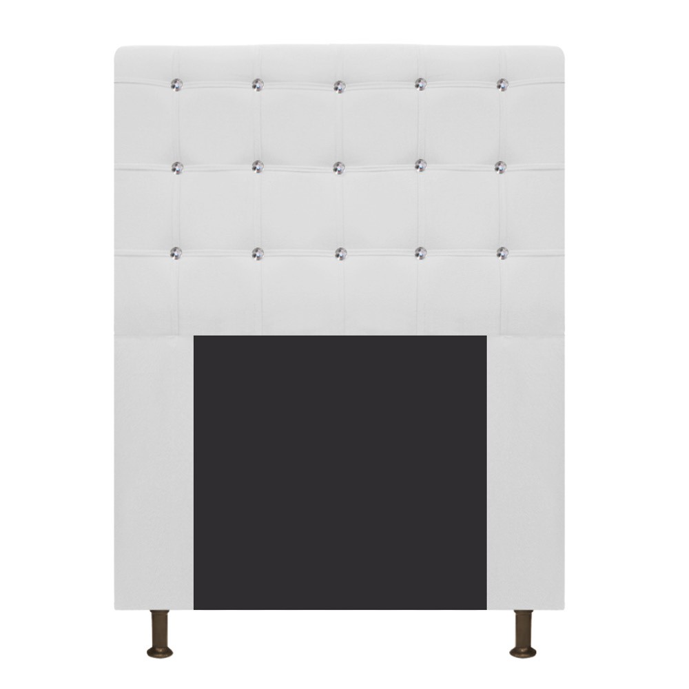 Cabeceira Estofada Dama 90 cm Solteiro Com Strass  Suede Branco - Amarena Móveis
