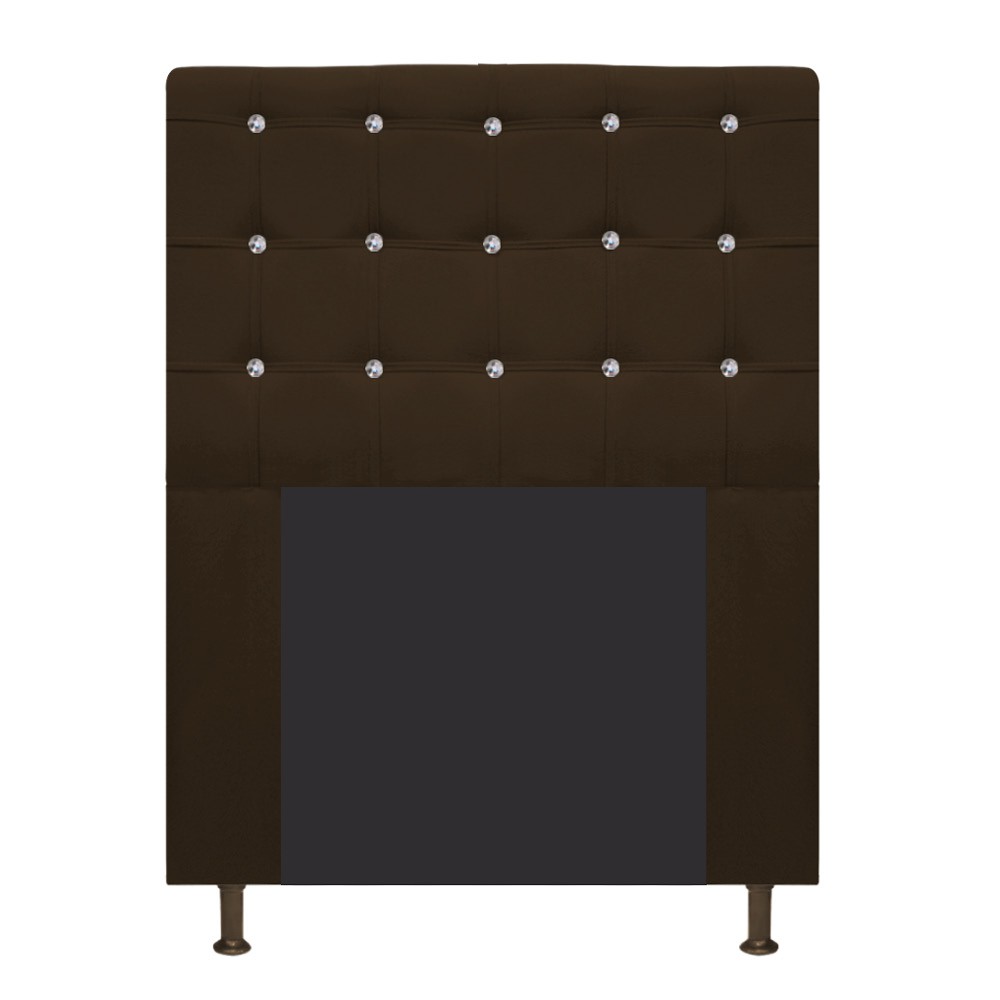 Cabeceira Estofada Dama 90 cm Solteiro Com Strass  Suede Marrom - Amarena Móveis