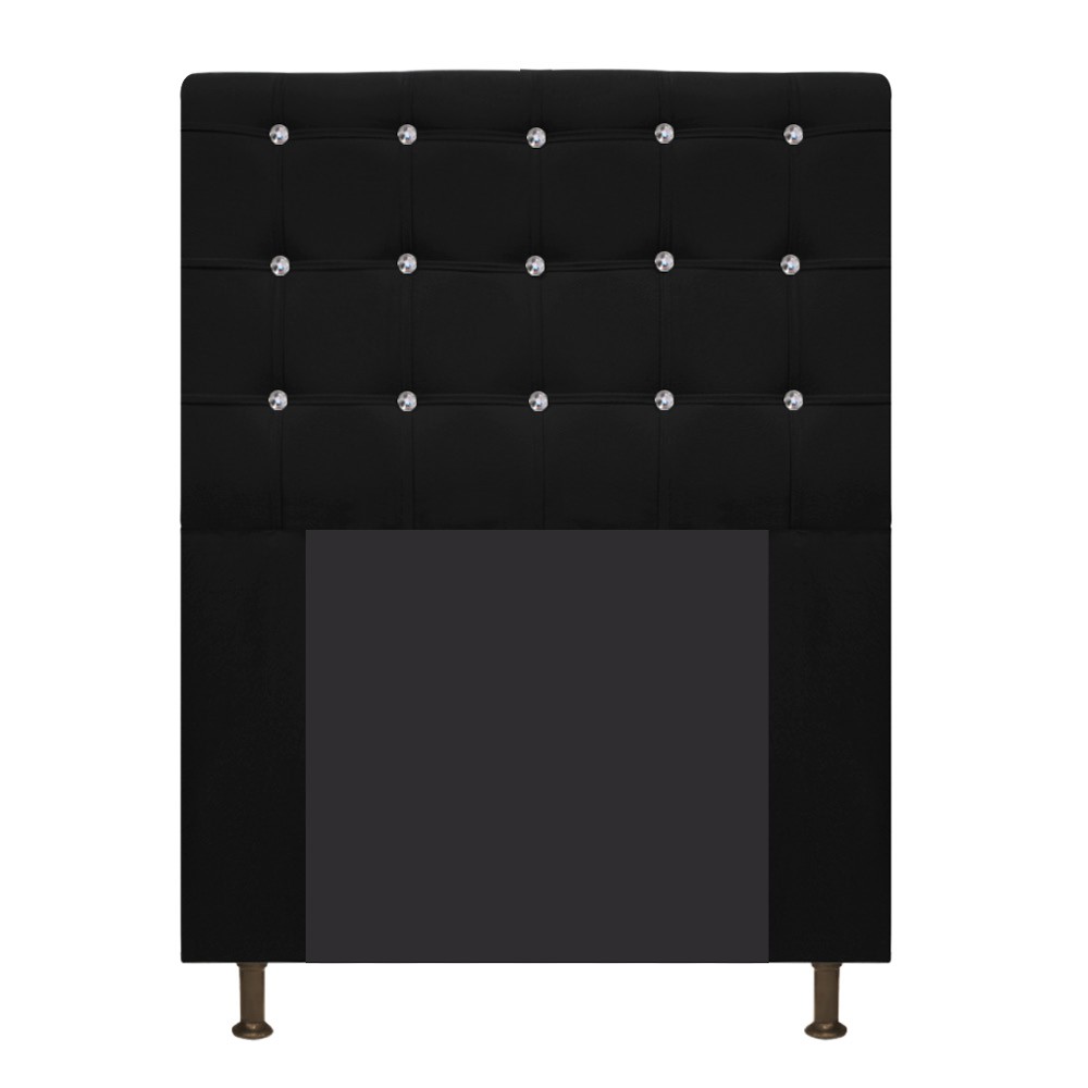 Cabeceira Estofada Dama 90 cm Solteiro Com Strass  Suede Preto - Amarena Móveis