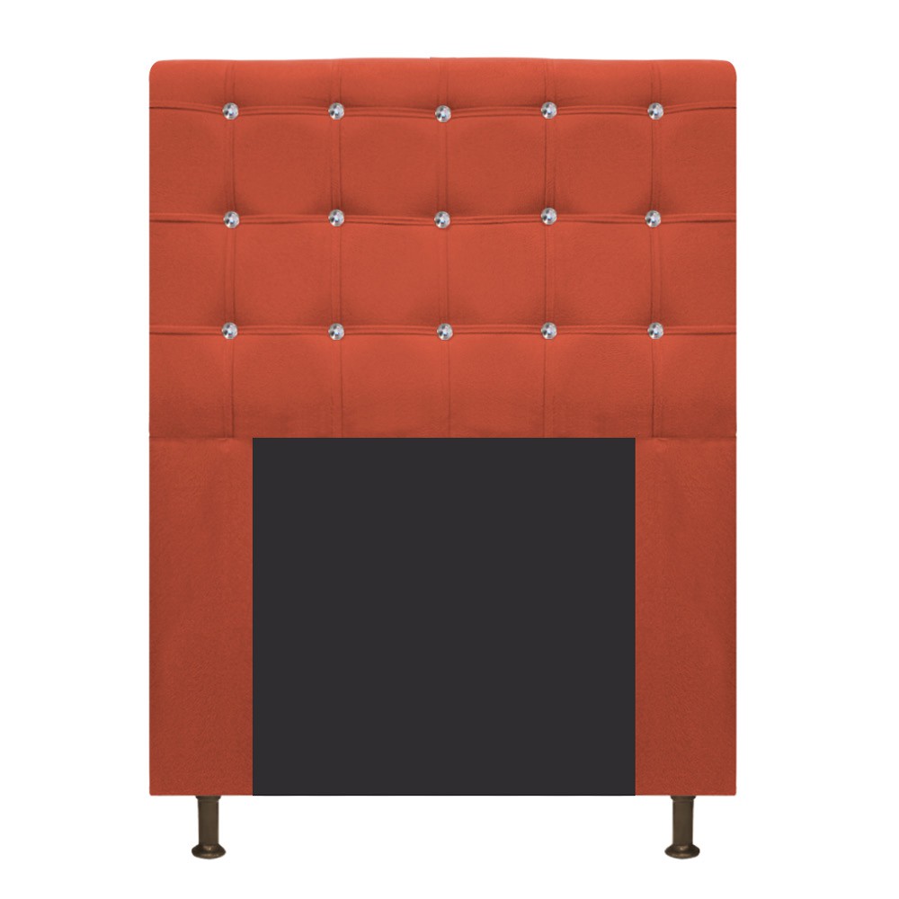 Cabeceira Estofada Dama 90 cm Solteiro Com Strass  Suede Terracota - Amarena Móveis