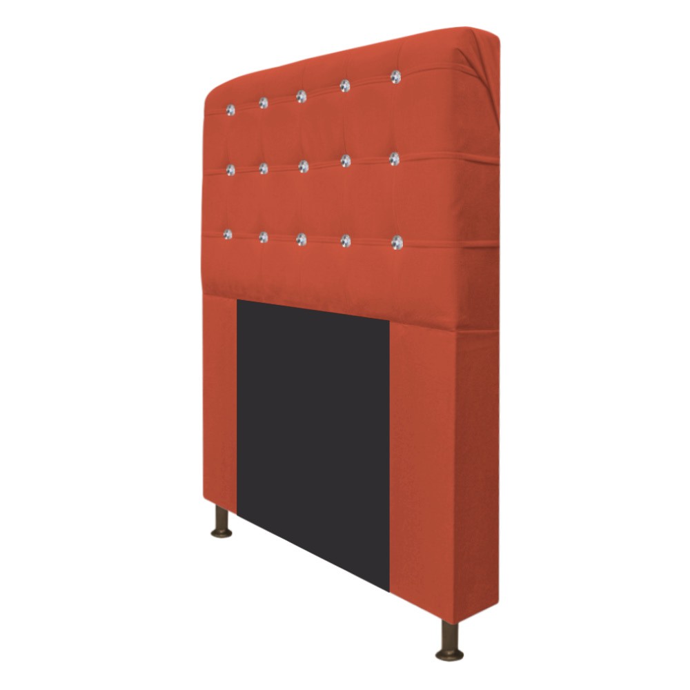 Cabeceira Estofada Dama 90 cm Solteiro Com Strass  Suede Terracota - Amarena Móveis