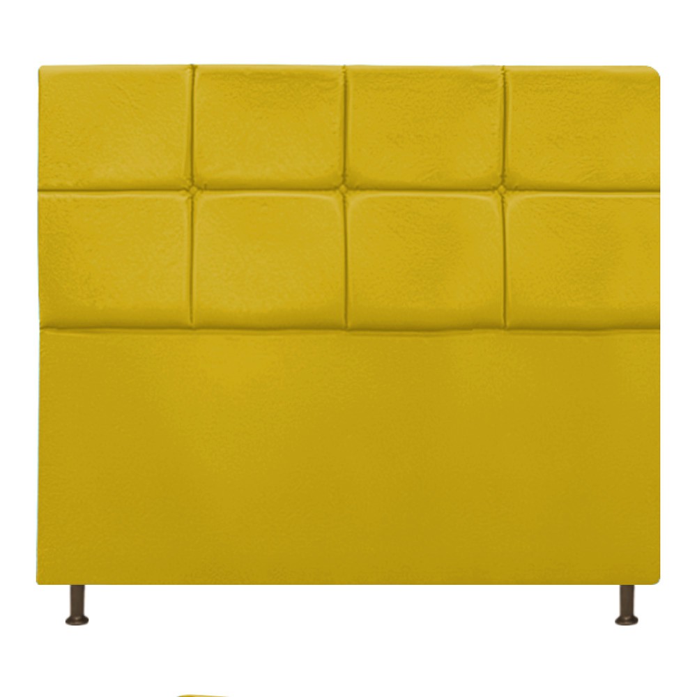 Cabeceira Estofada Damares 140 cm Casal Com Botonê  Suede Amarelo - Amarena Móveis