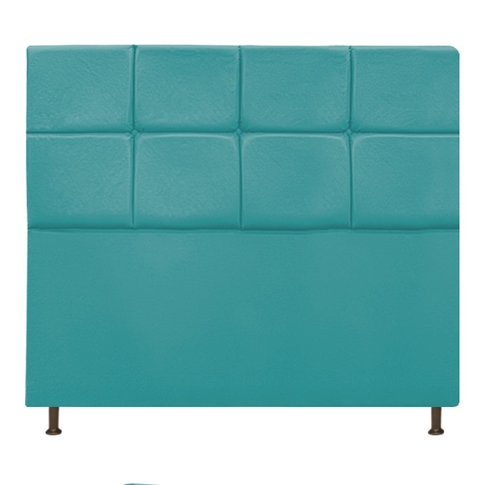 Cabeceira Estofada Damares 140 cm Casal Com Botonê  Suede Azul Turquesa - Amarena Móveis
