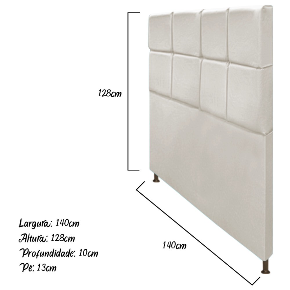 Cabeceira Estofada Damares 140 cm Casal Com Botonê  Suede Bege - Amarena Móveis