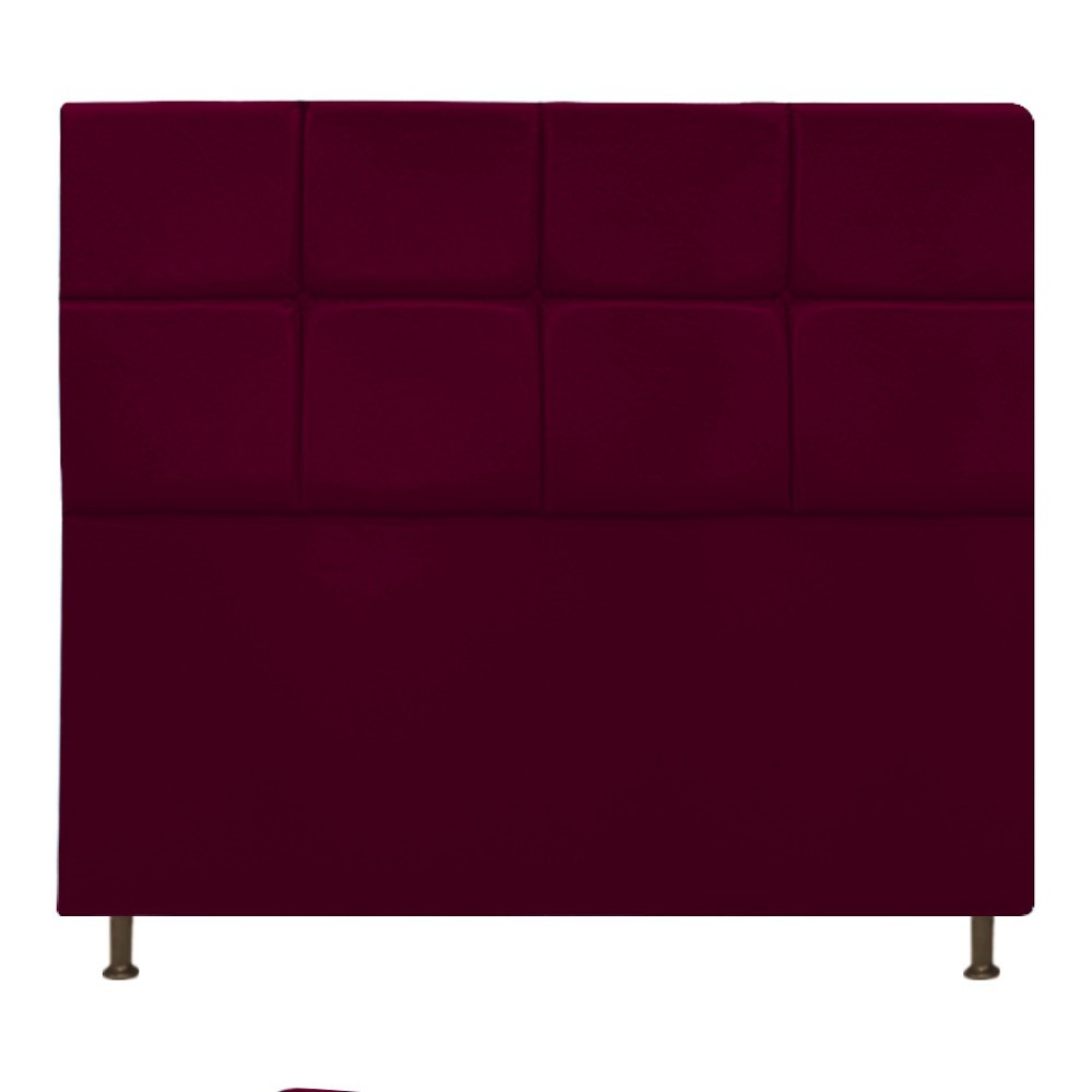 Cabeceira Estofada Damares 140 cm Casal Com Botonê  Suede Bordô - Amarena Móveis