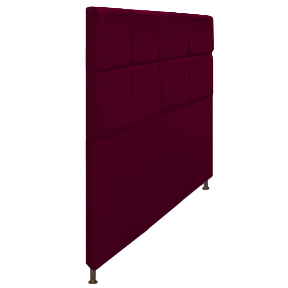 Cabeceira Estofada Damares 140 cm Casal Com Botonê  Suede Bordô - Amarena Móveis