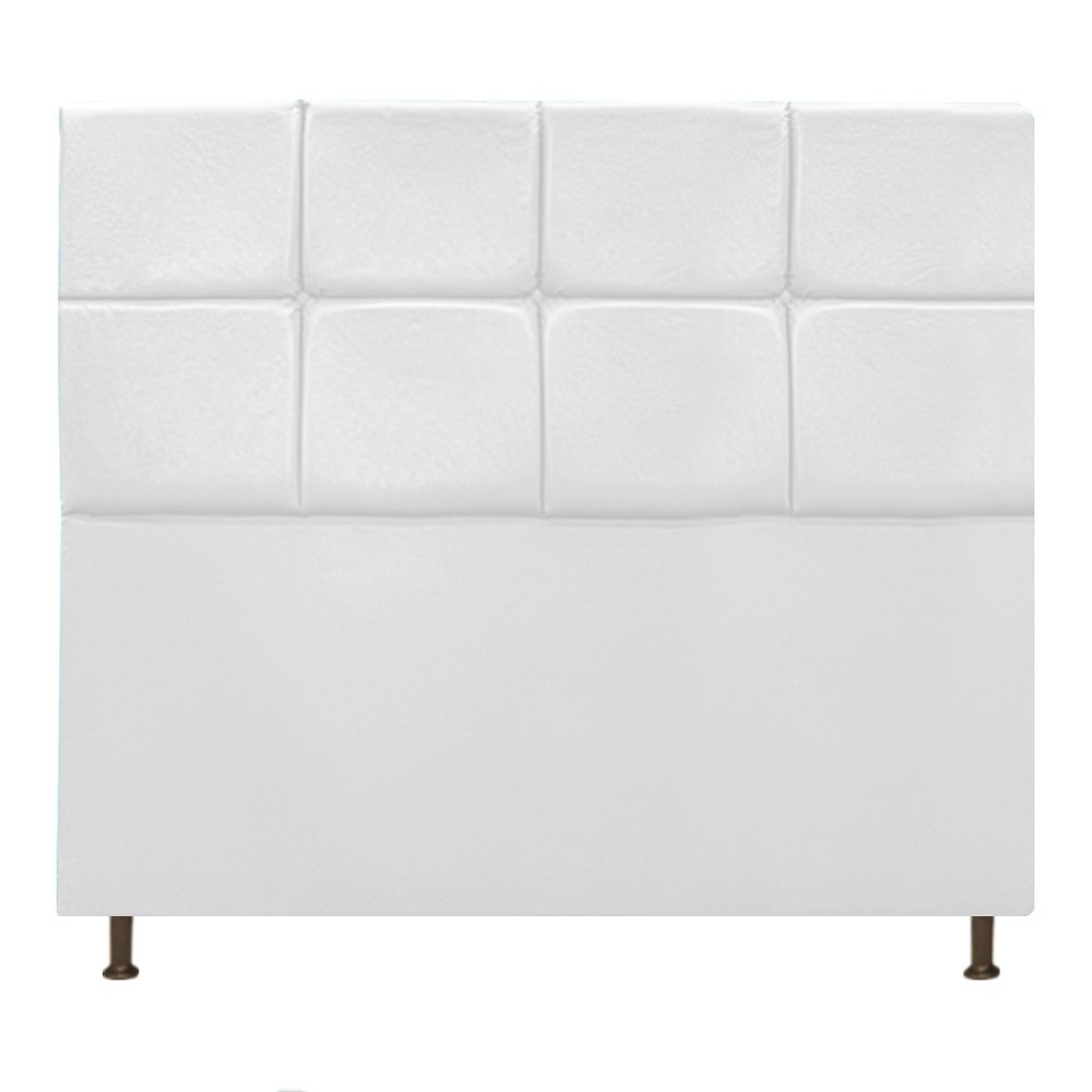 Cabeceira Estofada Damares 140 cm Casal Com Botonê  Suede Branco - Amarena Móveis