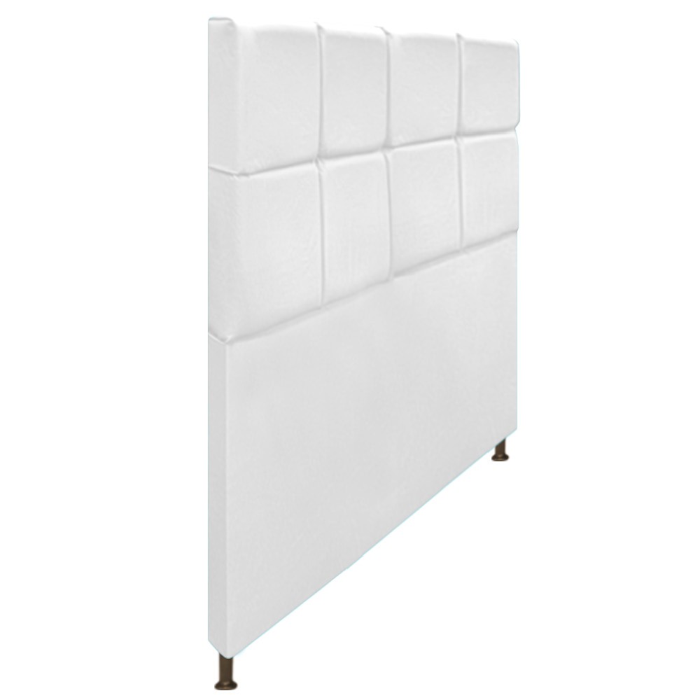 Cabeceira Estofada Damares 140 cm Casal Com Botonê  Suede Branco - Amarena Móveis
