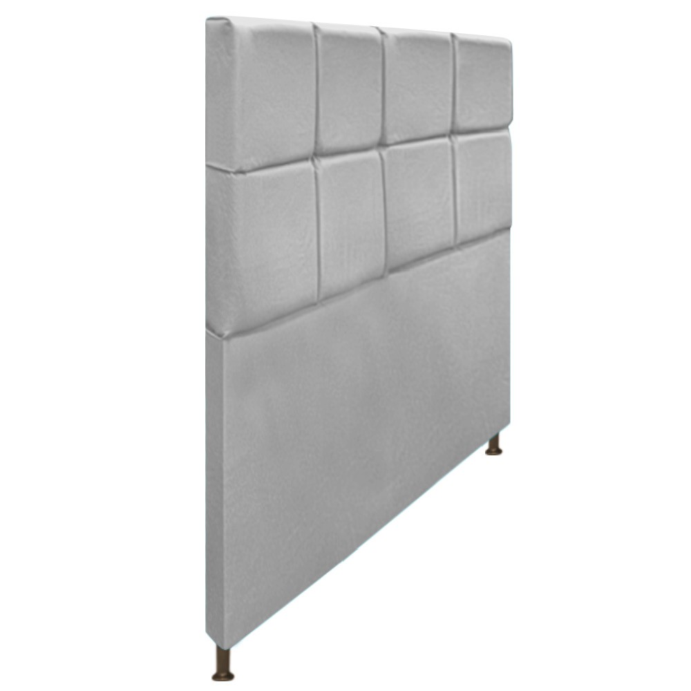 Cabeceira Estofada Damares 140 cm Casal Com Botonê  Suede Cinza - Amarena Móveis