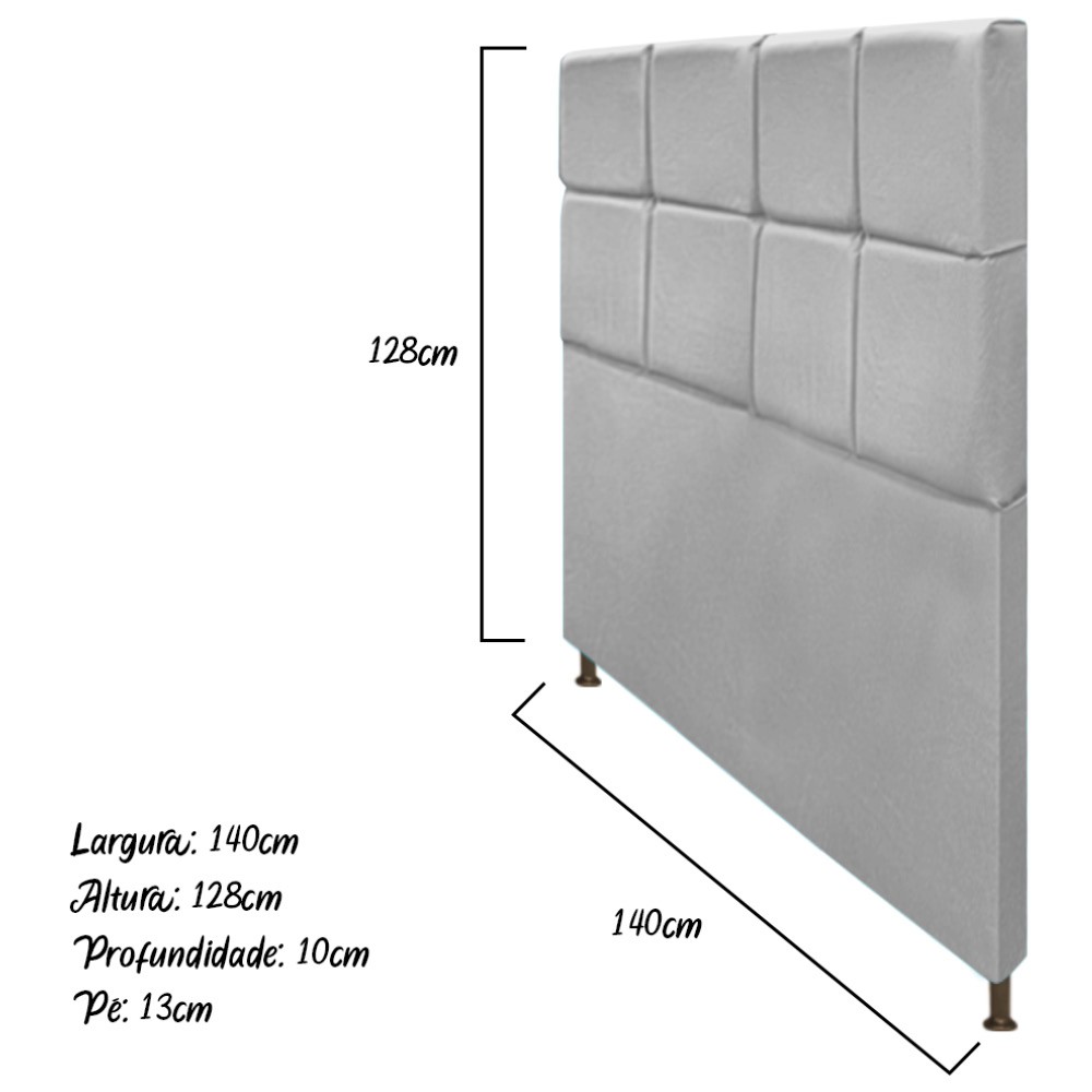 Cabeceira Estofada Damares 140 cm Casal Com Botonê  Suede Cinza - Amarena Móveis