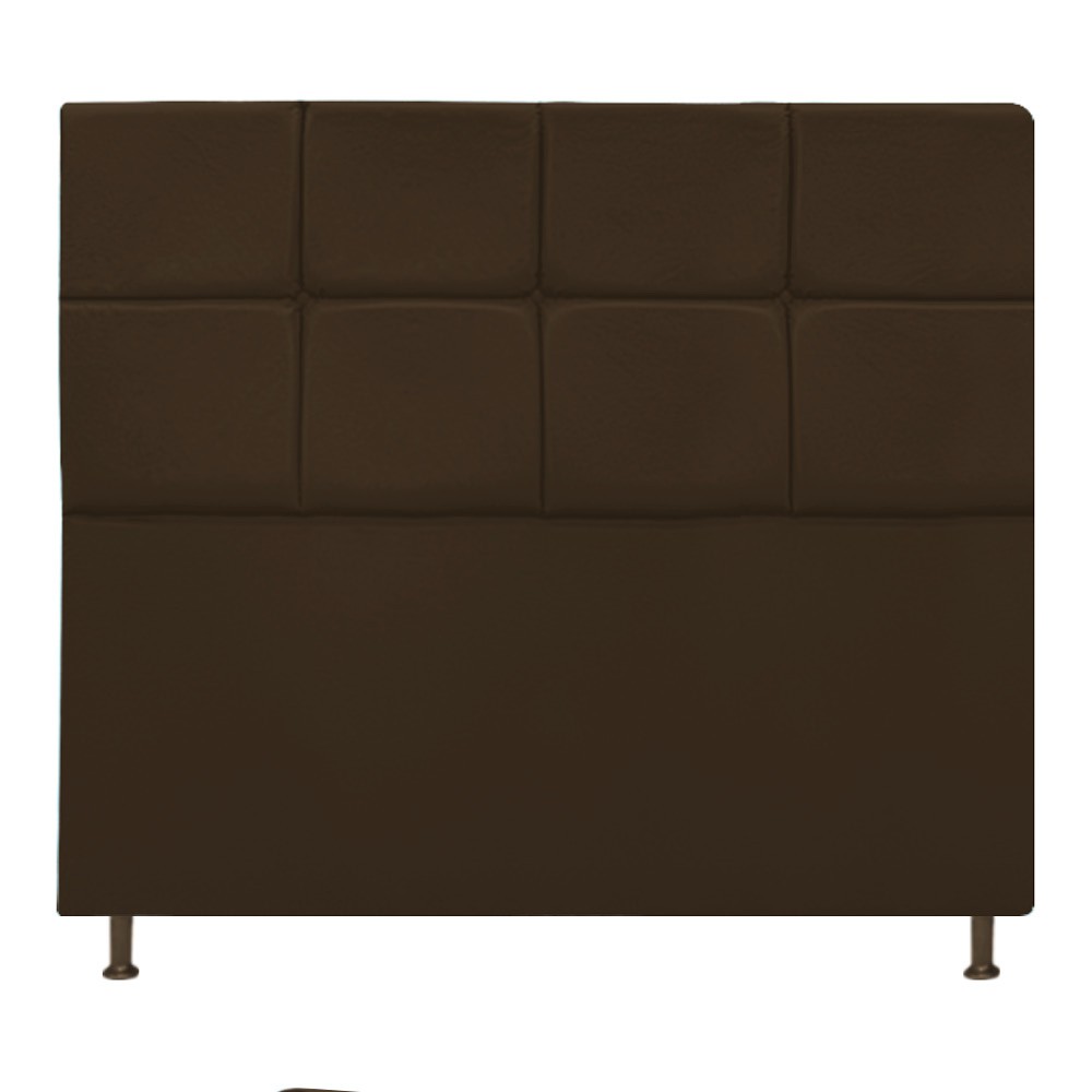 Cabeceira Estofada Damares 140 cm Casal Com Botonê  Suede Marrom - Amarena Móveis