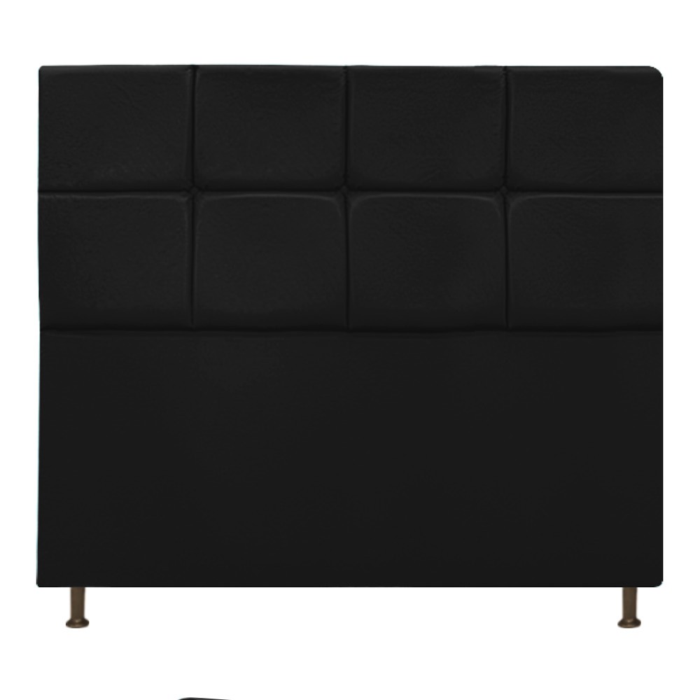 Cabeceira Estofada Damares 140 cm Casal Com Botonê  Suede Preto - Amarena Móveis