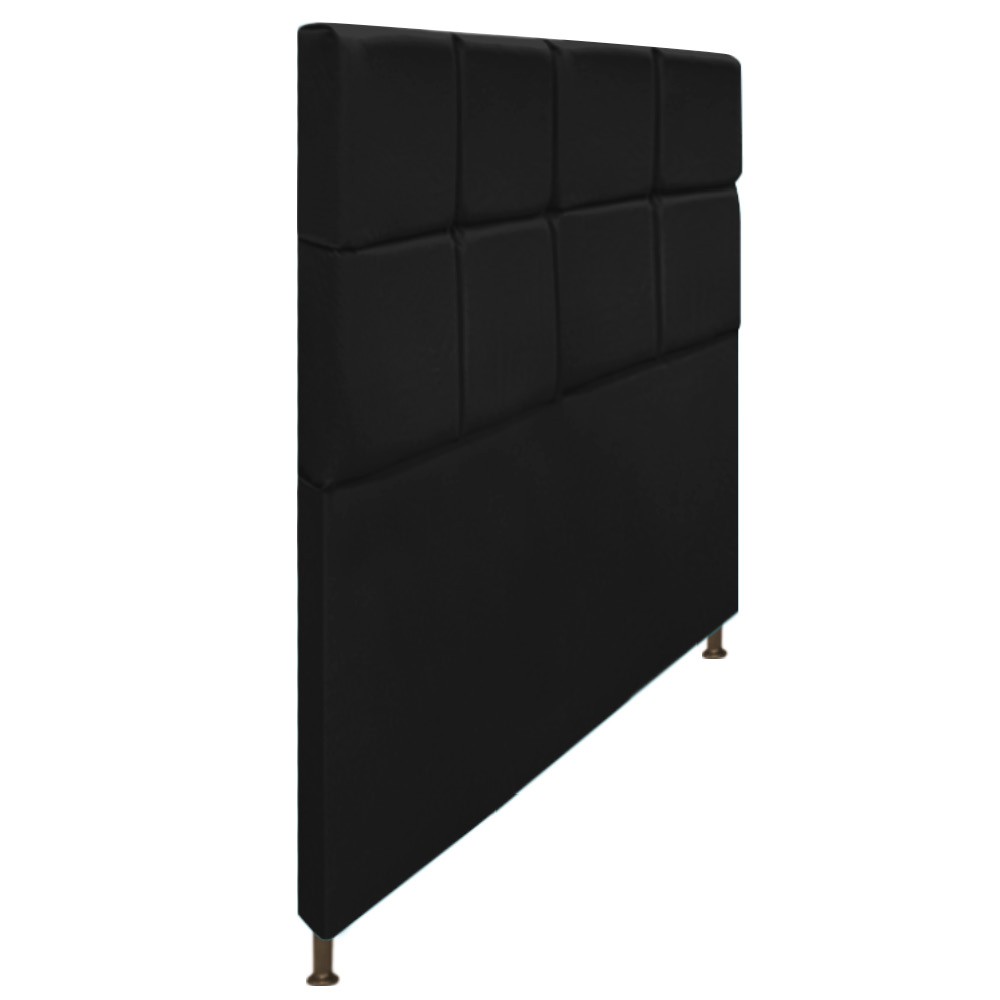 Cabeceira Estofada Damares 140 cm Casal Com Botonê  Suede Preto - Amarena Móveis