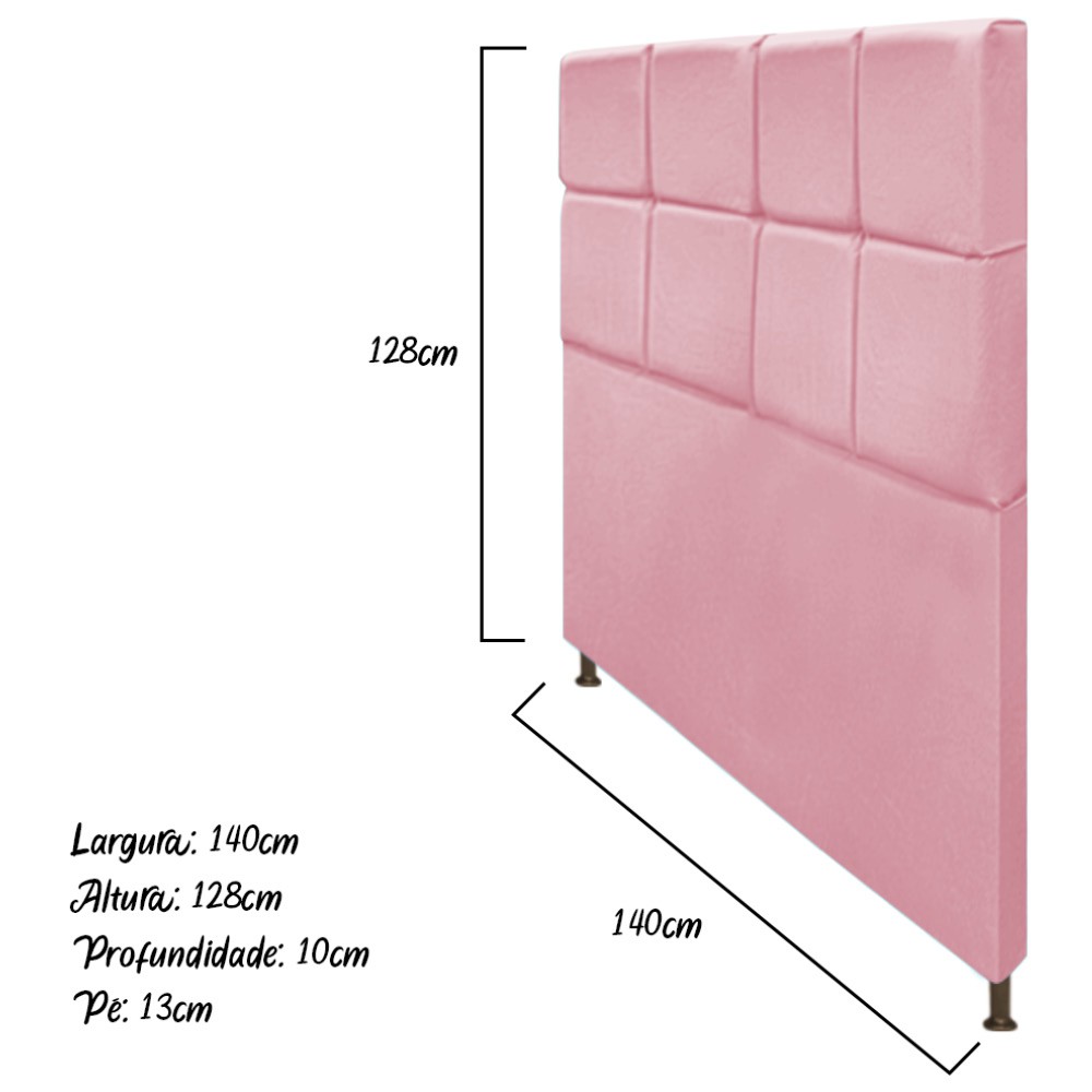 Cabeceira Estofada Damares 140 cm Casal Com Botonê  Suede Rosa Bebê - Amarena Móveis