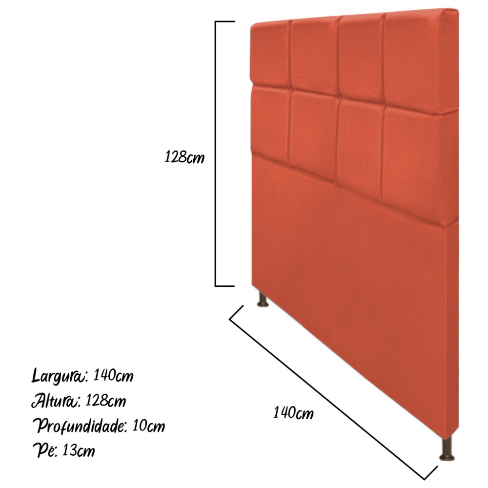 Cabeceira Estofada Damares 140 cm Casal Com Botonê  Suede Terracota - Amarena Móveis
