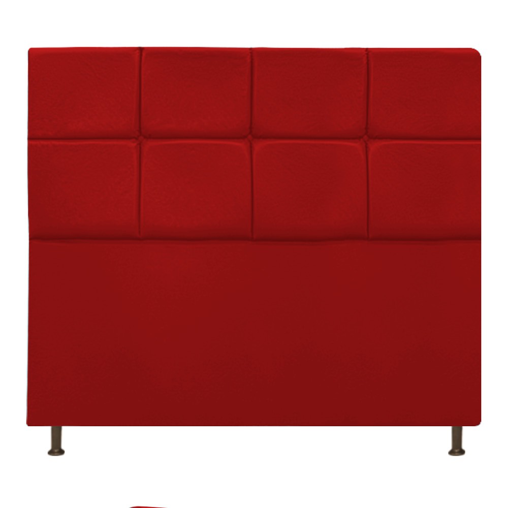 Cabeceira Estofada Damares 140 cm Casal Com Botonê  Suede Vermelho - Amarena Móveis