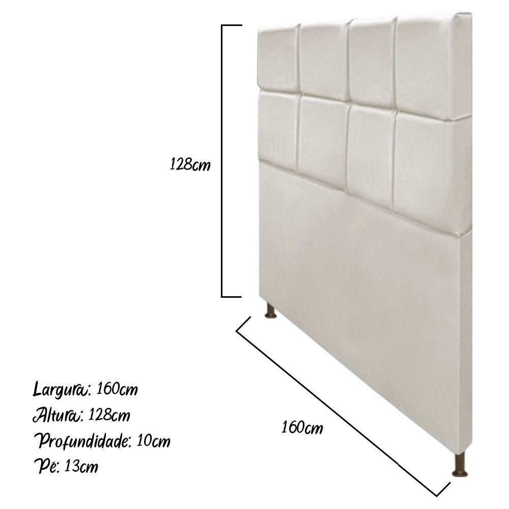 Cabeceira Estofada Damares 160 cm Queen Size Com Botonê Suede Bege - Amarena Móveis
