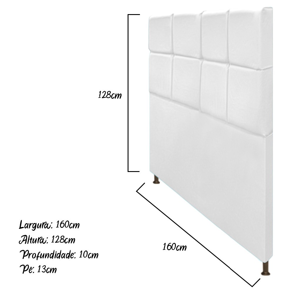 Cabeceira Estofada Damares 160 cm Queen Size Com Botonê Suede Branco - Amarena Móveis