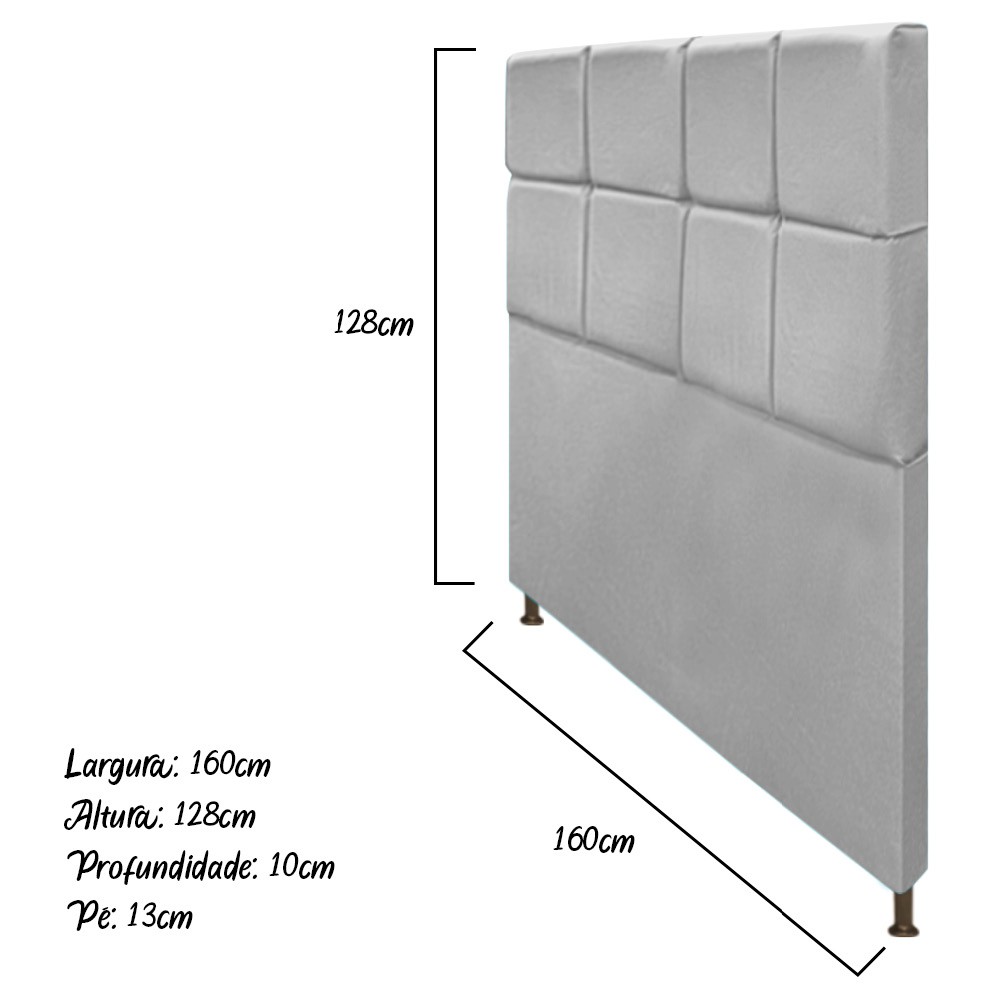 Cabeceira Estofada Damares 160 cm Queen Size Com Botonê Suede Cinza - Amarena Móveis