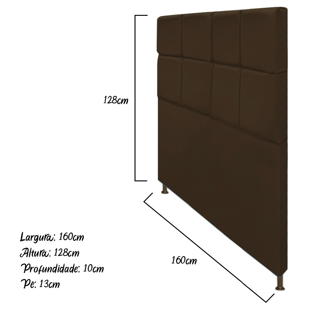 Cabeceira Estofada Damares 160 cm Queen Size Com Botonê Suede Marrom - Amarena Móveis