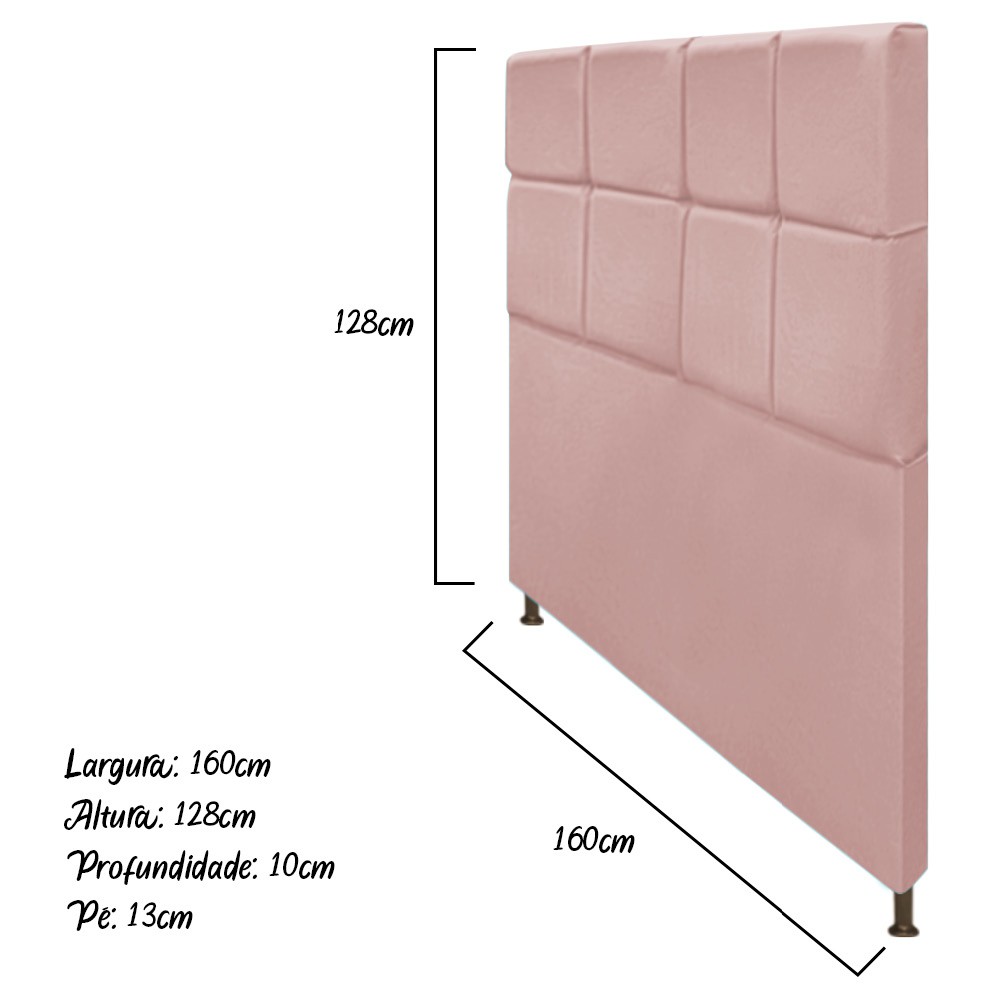 Cabeceira Estofada Damares 160 cm Queen Size Com Botonê Suede Rosê - Amarena Móveis