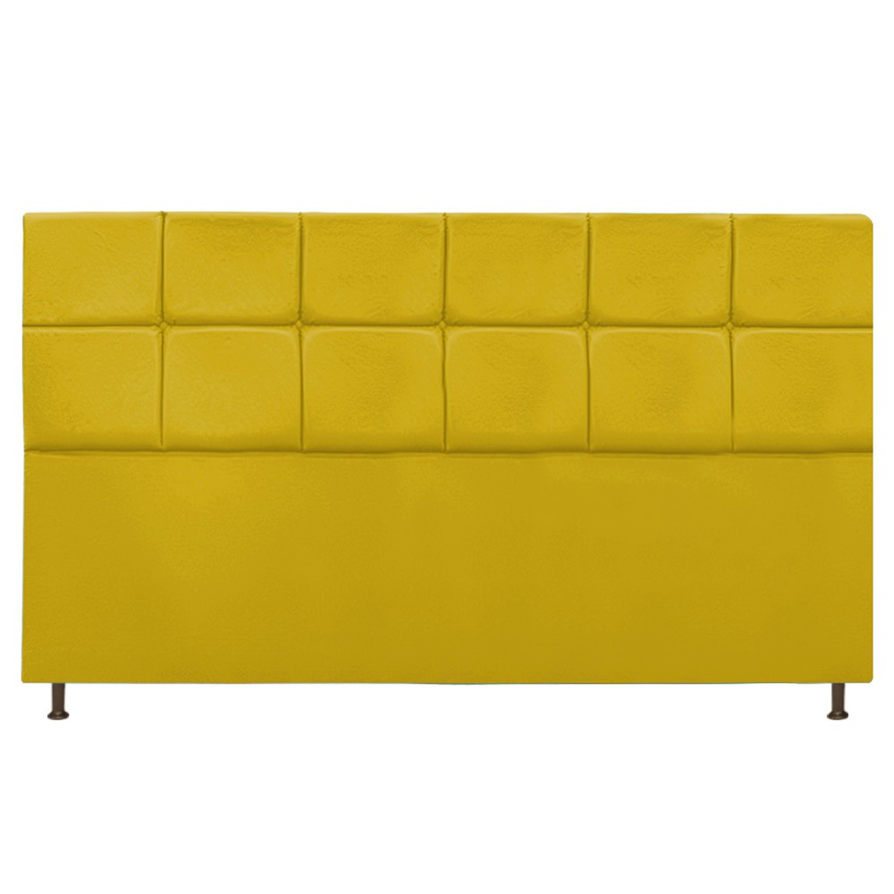 Cabeceira Estofada Damares 195 cm King Size Com Botonê Suede Amarelo - Amarena Móveis