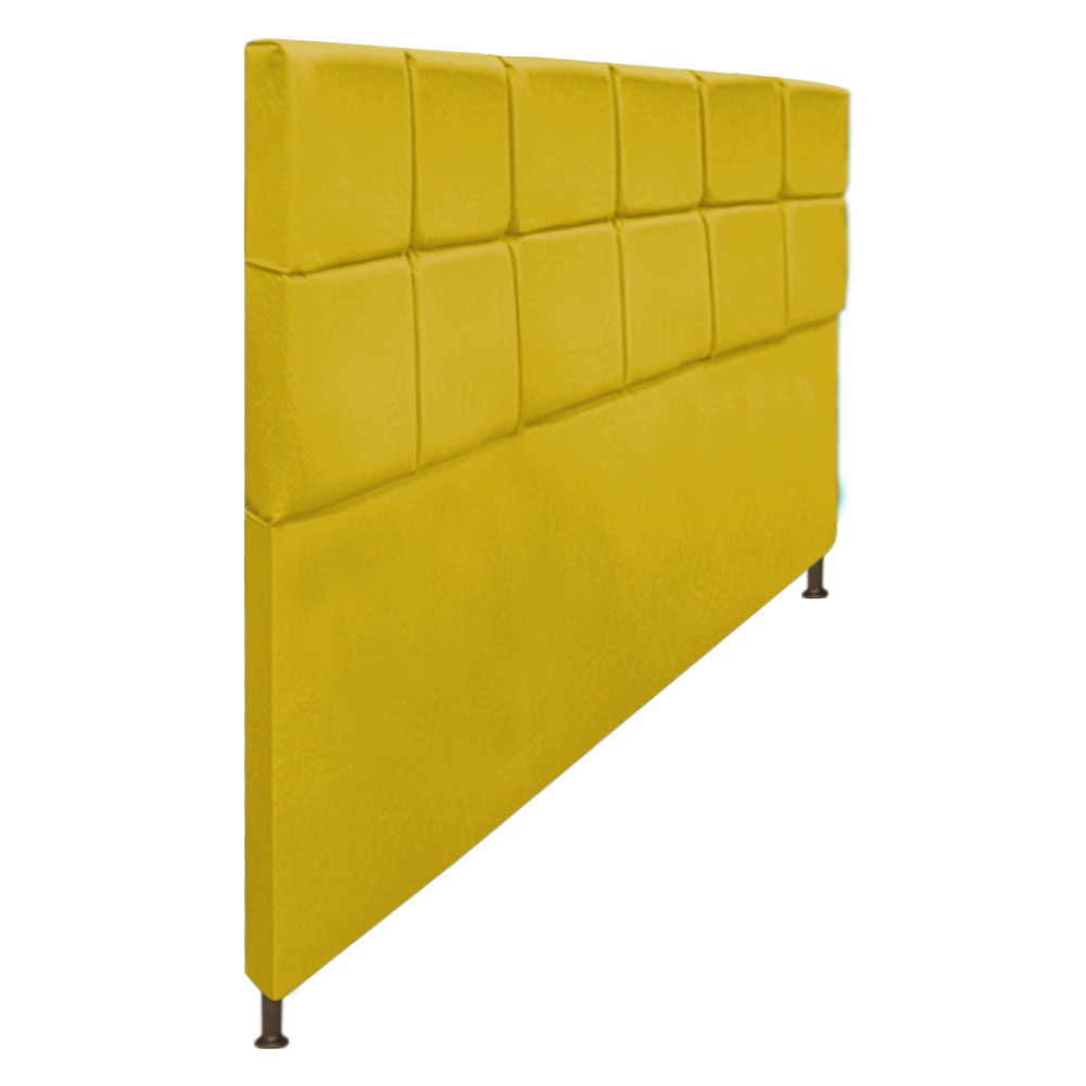 Cabeceira Estofada Damares 195 cm King Size Com Botonê Suede Amarelo - Amarena Móveis