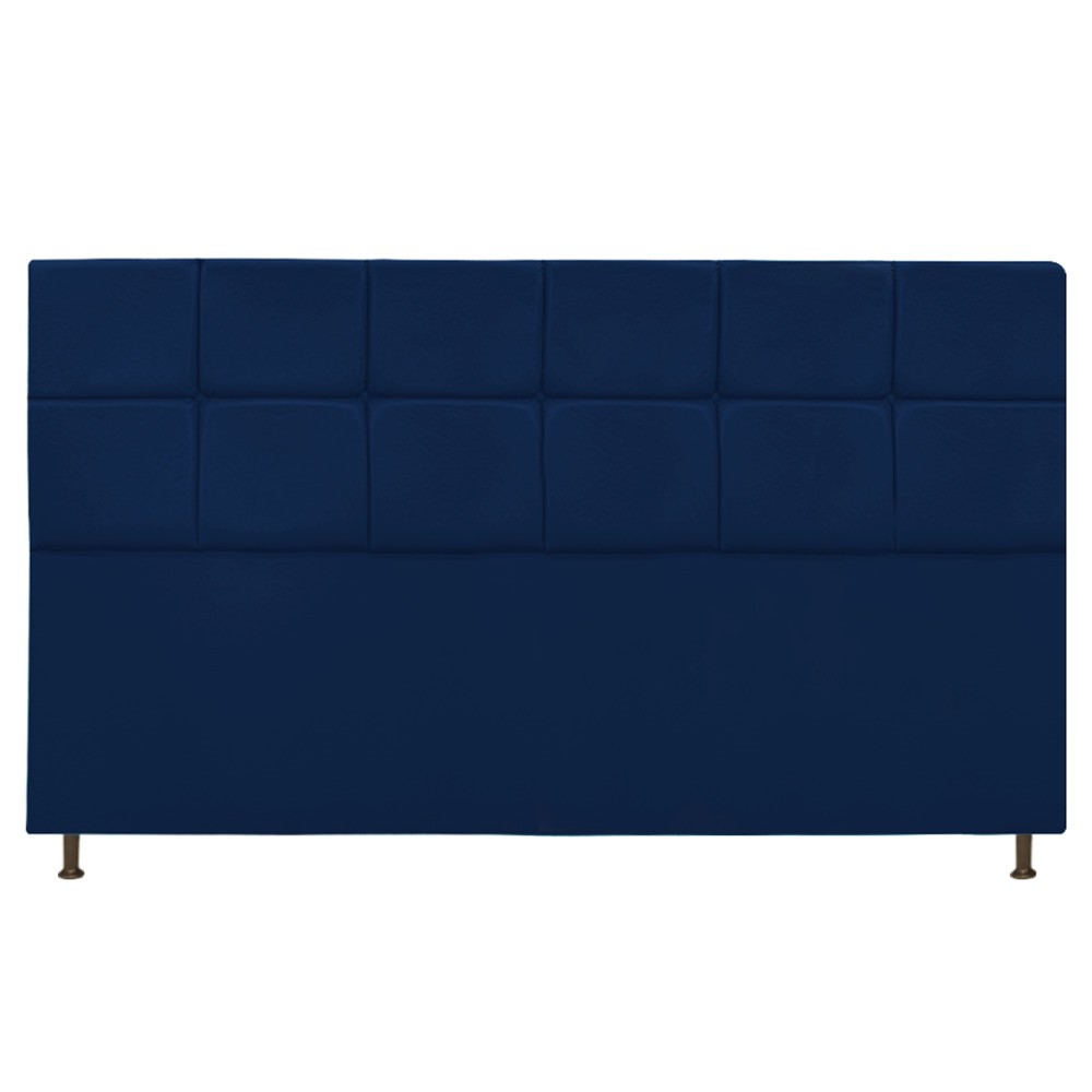 Cabeceira Estofada Damares 195 cm King Size Com Botonê Suede Azul Marinho - Amarena Móveis