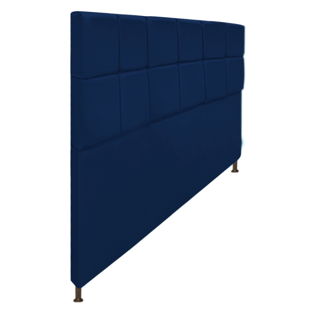 Cabeceira Estofada Damares 195 cm King Size Com Botonê Suede Azul Marinho - Amarena Móveis