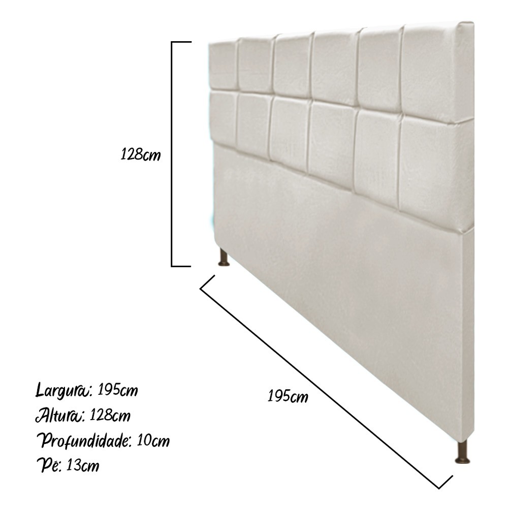 Cabeceira Estofada Damares 195 cm King Size Com Botonê Suede Bege - Amarena Móveis