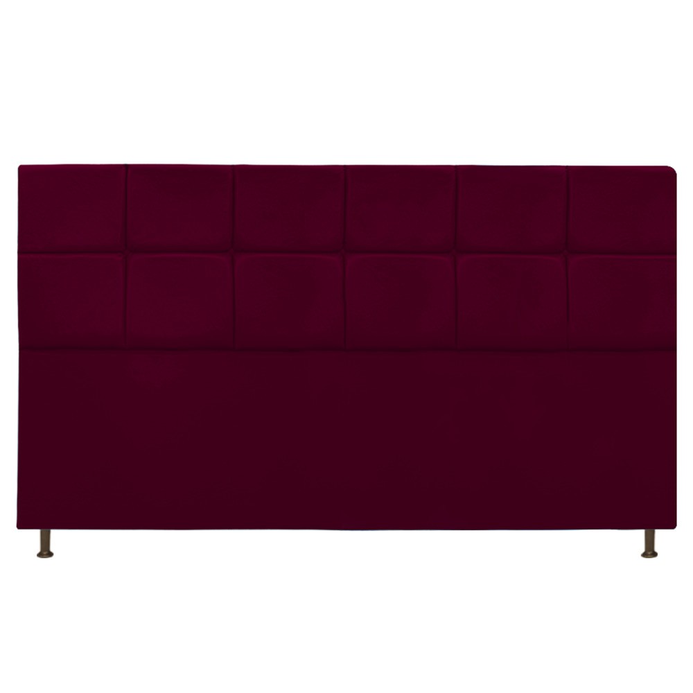 Cabeceira Estofada Damares 195 cm King Size Com Botonê Suede Bordô - Amarena Móveis