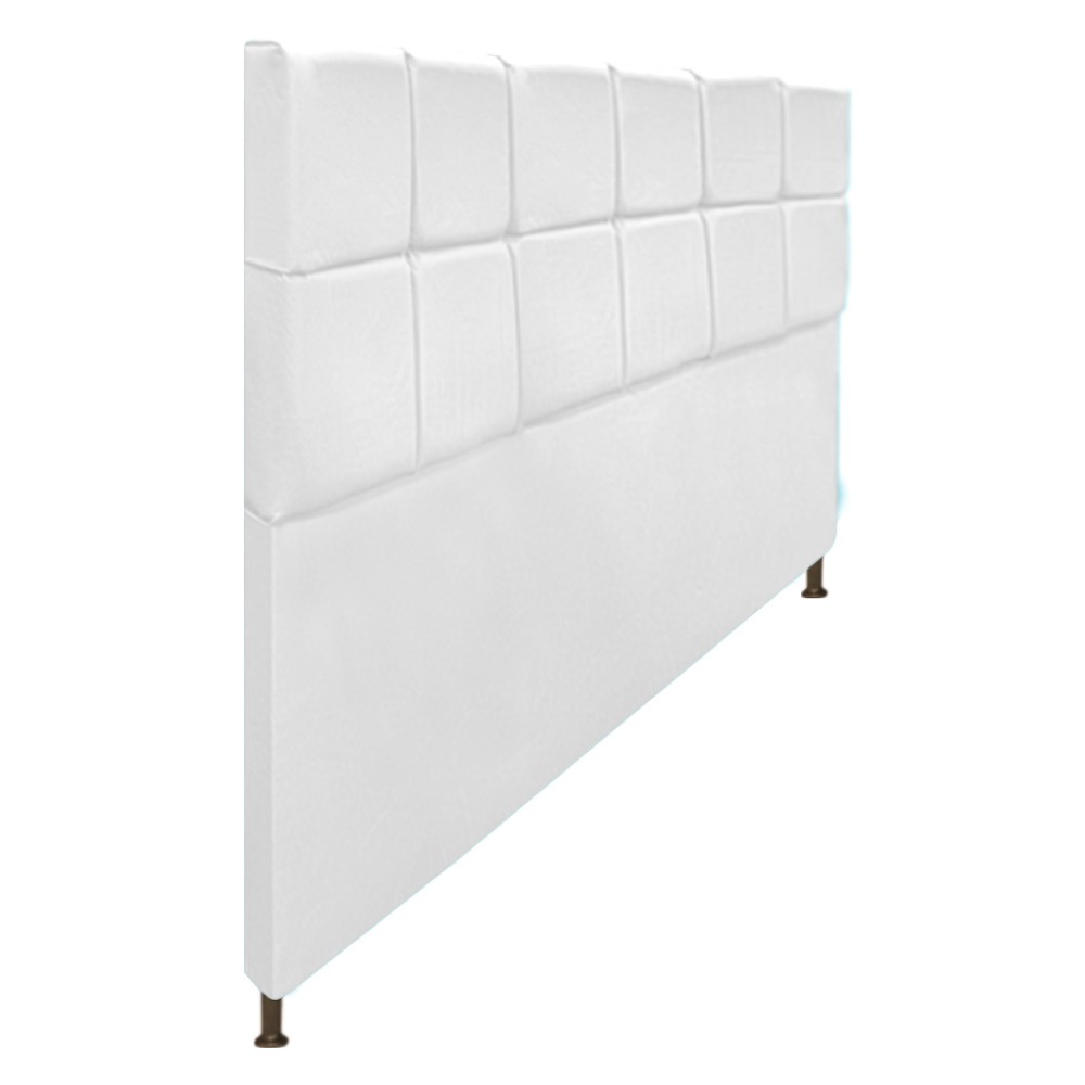 Cabeceira Estofada Damares 195 cm King Size Com Botonê Suede Branco - Amarena Móveis