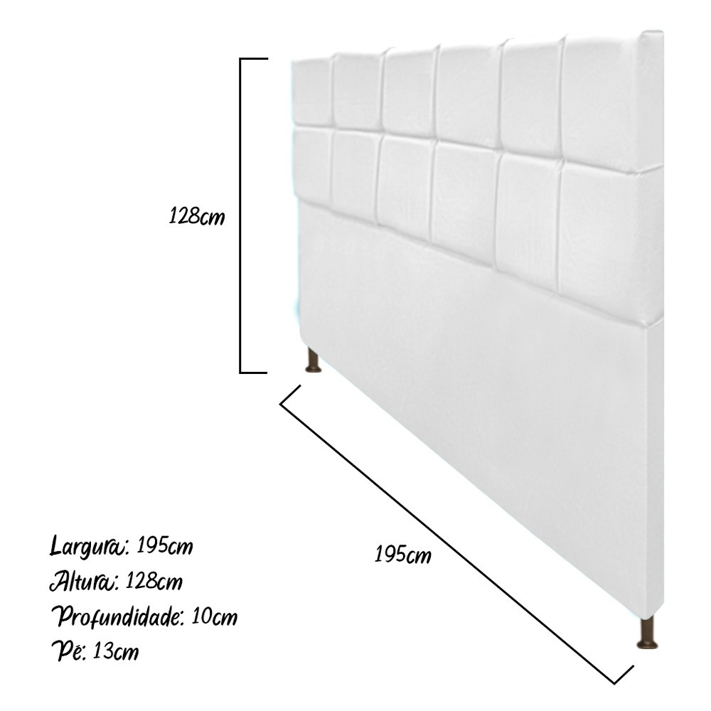 Cabeceira Estofada Damares 195 cm King Size Com Botonê Suede Branco - Amarena Móveis