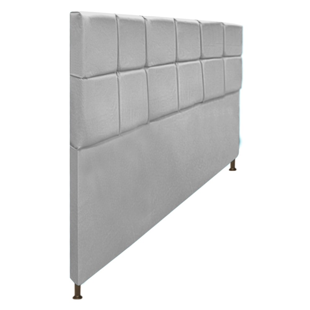Cabeceira Estofada Damares 195 cm King Size Com Botonê Suede Cinza - Amarena Móveis