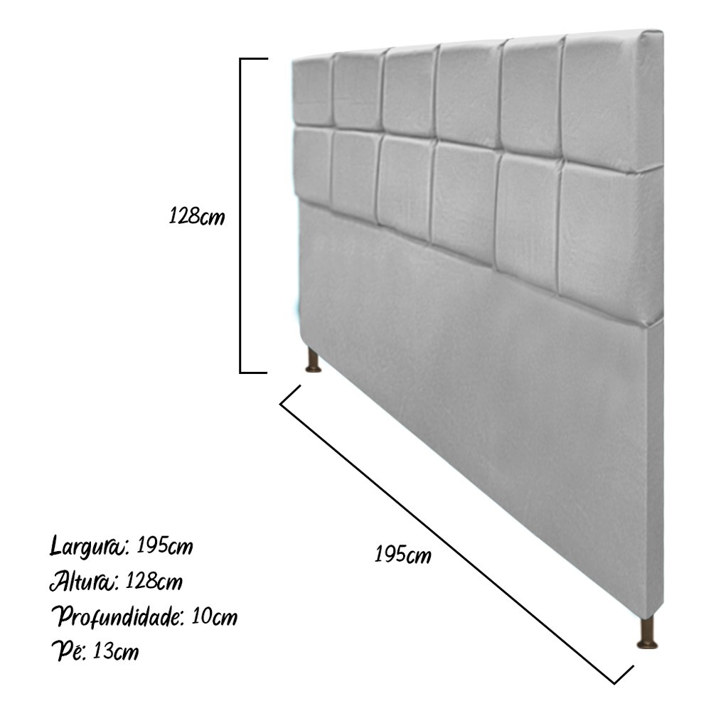 Cabeceira Estofada Damares 195 cm King Size Com Botonê Suede Cinza - Amarena Móveis