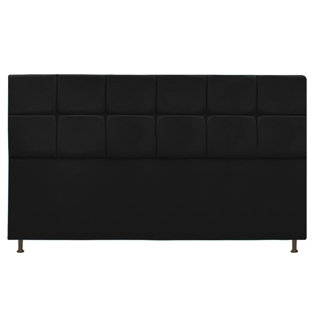 Cabeceira Estofada Damares 195 cm King Size Com Botonê Suede Preto - Amarena Móveis