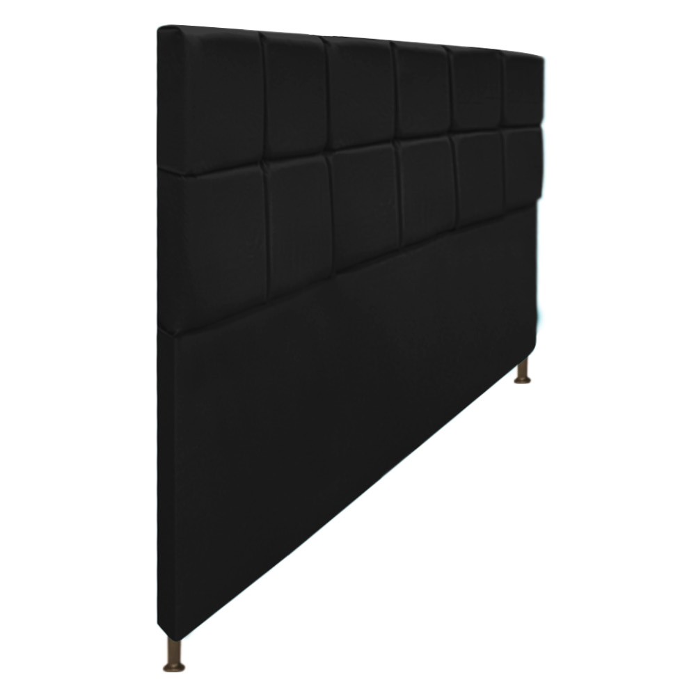 Cabeceira Estofada Damares 195 cm King Size Com Botonê Suede Preto - Amarena Móveis
